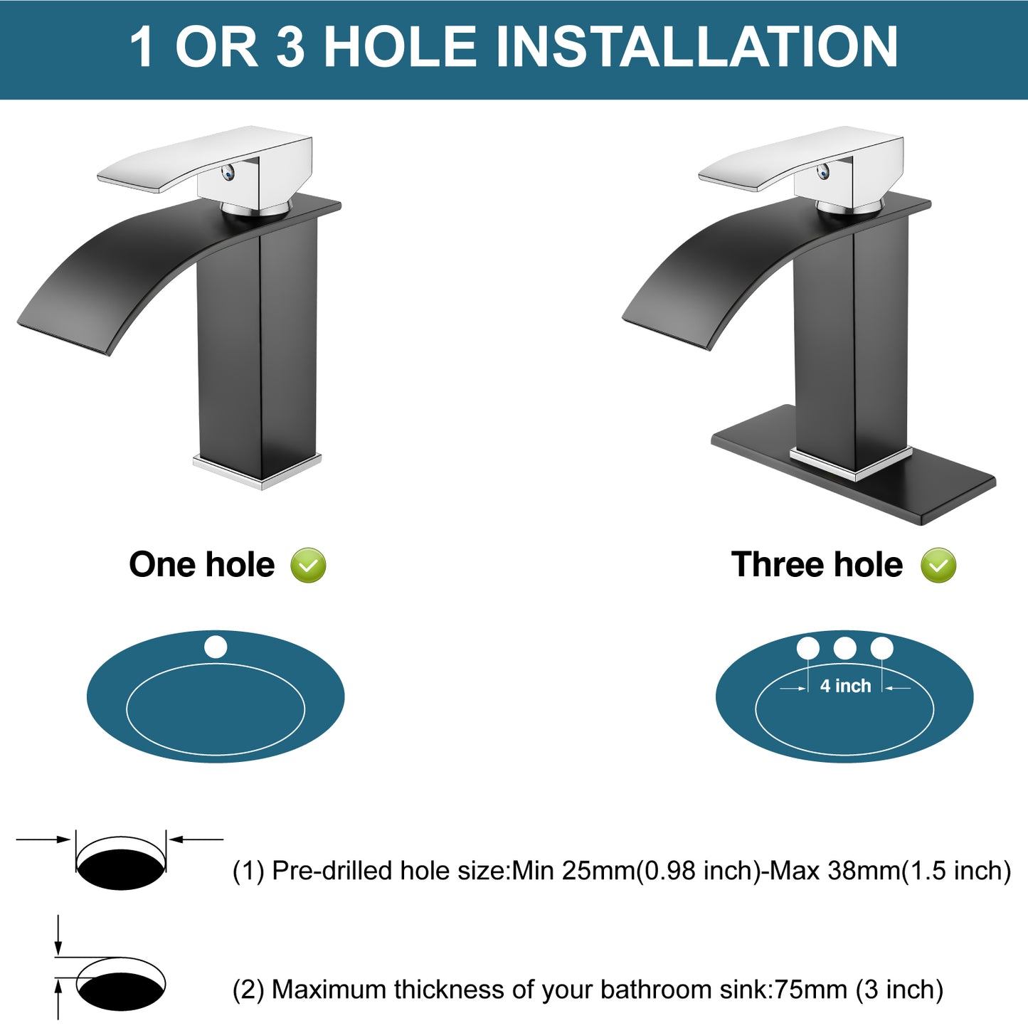 
                  
                    Midanya Bathroom Sink Faucet Waterfall Spout Single Handle 1 Hole Deck Mount Mixer Tap Lavatory Vanity Sink Faucet Commercial with Deck Plate and Pop Up Drain
                  
                