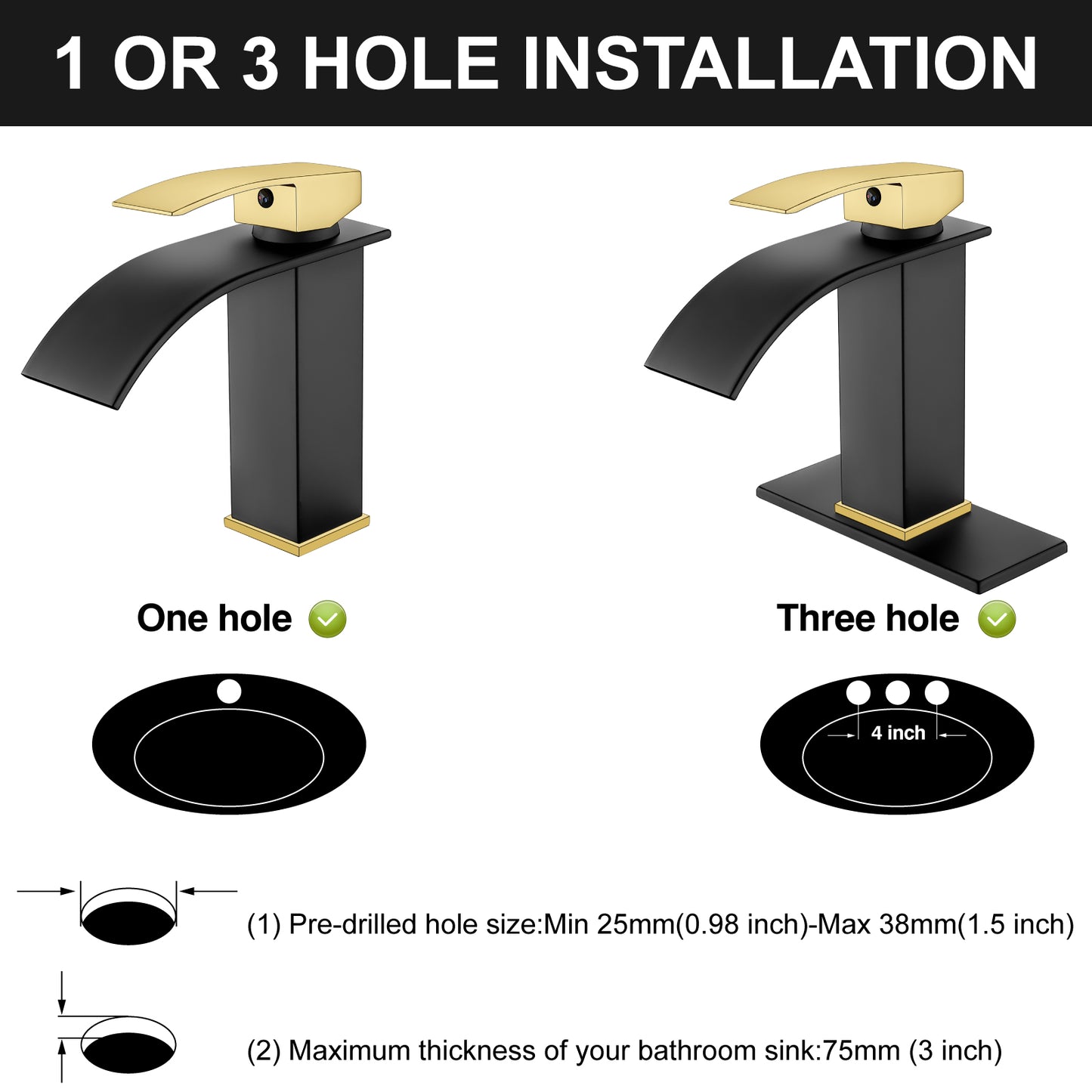 
                  
                    Midanya Bathroom Sink Faucet Waterfall Spout Single Handle 1 Hole Deck Mount Mixer Tap Lavatory Vanity Sink Faucet Commercial with Deck Plate and Pop Up Drain
                  
                