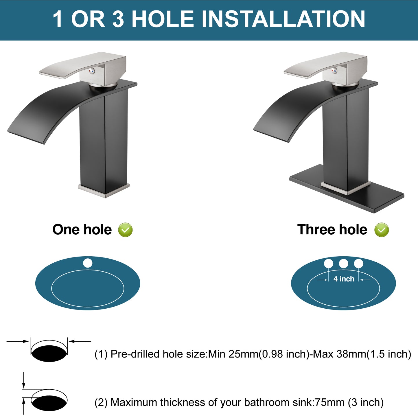 
                  
                    Midanya Bathroom Sink Faucet Waterfall Spout Single Handle 1 Hole Deck Mount Mixer Tap Lavatory Vanity Sink Faucet Commercial with Deck Plate and Pop Up Drain
                  
                