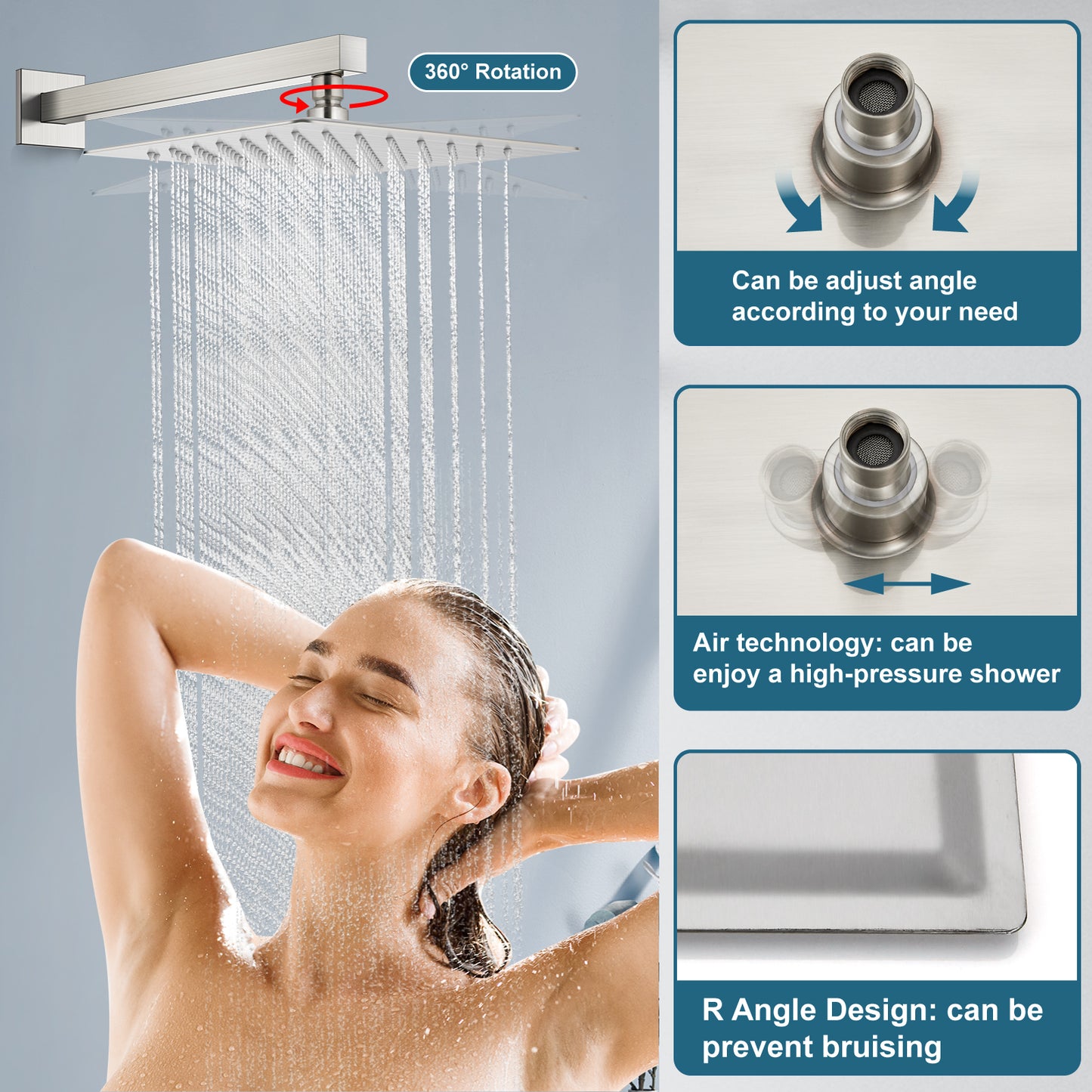 
                  
                    Midanya 10 inch Shower System with Push Button Diverter Bathroom Pressure Balance Shower Faucet Set Complete with Rain High Pressure Shower Head and Rough-in Valve Trim Kits Luxury
                  
                