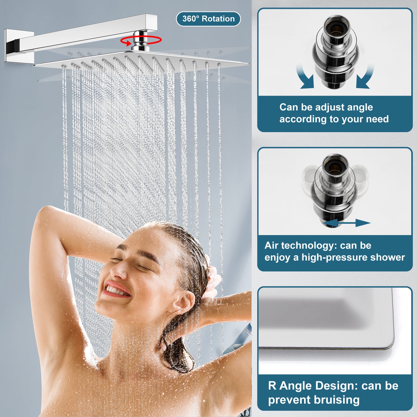 
                  
                    Midanya 10 inch Shower System with Push Button Diverter Bathroom Pressure Balance Shower Faucet Set Complete with Rain High Pressure Shower Head and Rough-in Valve Trim Kits Luxury
                  
                