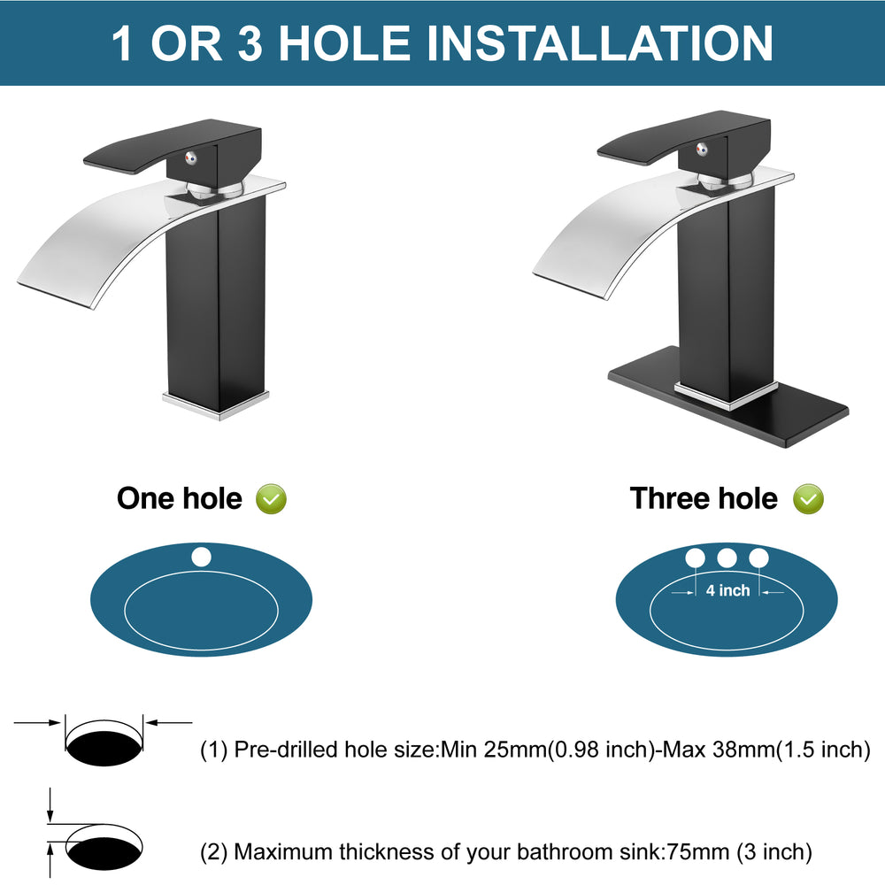 
                  
                    Midanya Bathroom Sink Faucet Waterfall Spout Single Handle 1 Hole Deck Mount Mixer Tap Lavatory Vanity Sink Faucet Commercial with Deck Plate and Pop Up Drain
                  
                