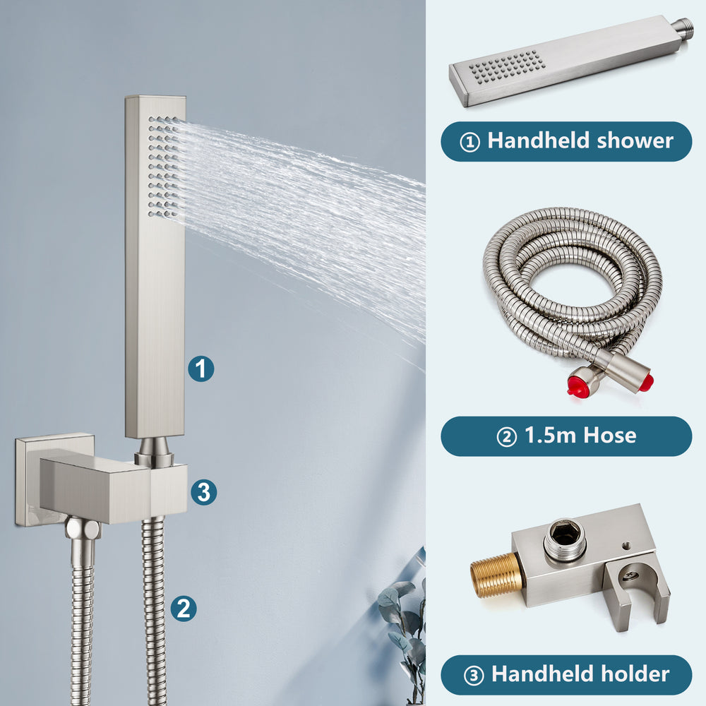 
                  
                    Midanya 10 inch Shower System with Push Button Diverter Bathroom Pressure Balance Shower Faucet Set Complete with Rain High Pressure Shower Head and Rough-in Valve Trim Kits Luxury
                  
                