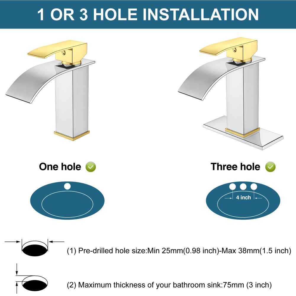 
                  
                    Midanya Bathroom Sink Faucet Waterfall Spout Single Handle 1 Hole Deck Mount Mixer Tap Lavatory Vanity Sink Faucet Commercial with Deck Plate and Pop Up Drain
                  
                