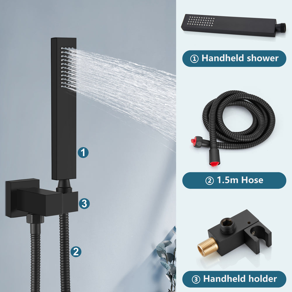 
                  
                    Midanya 10 inch Shower System with Push Button Diverter Bathroom Pressure Balance Shower Faucet Set Complete with Rain High Pressure Shower Head and Rough-in Valve Trim Kits Luxury
                  
                