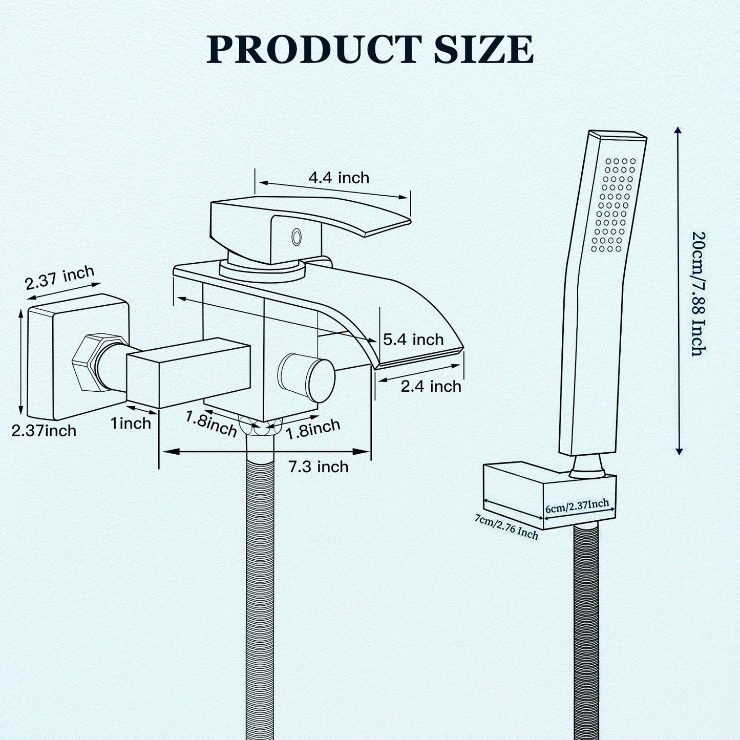 
                  
                    Wall Mount Bathtub Faucet with Handheld Spray Waterfall Tub Filler Single Handle Bathroom Tub Mixer Tap Hand-Shower System with Curved Spout Commercial
                  
                