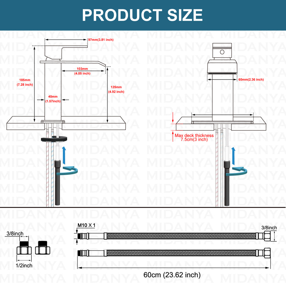 
                  
                    Midanya Waterfall Bathroom Sink Faucet Single Hole 1 Handle Deck Mount 1or 3 Hole Commercial Mixer Tap Lavatory Vanity Faucet with Deck Plate and Pop Up Drain
                  
                