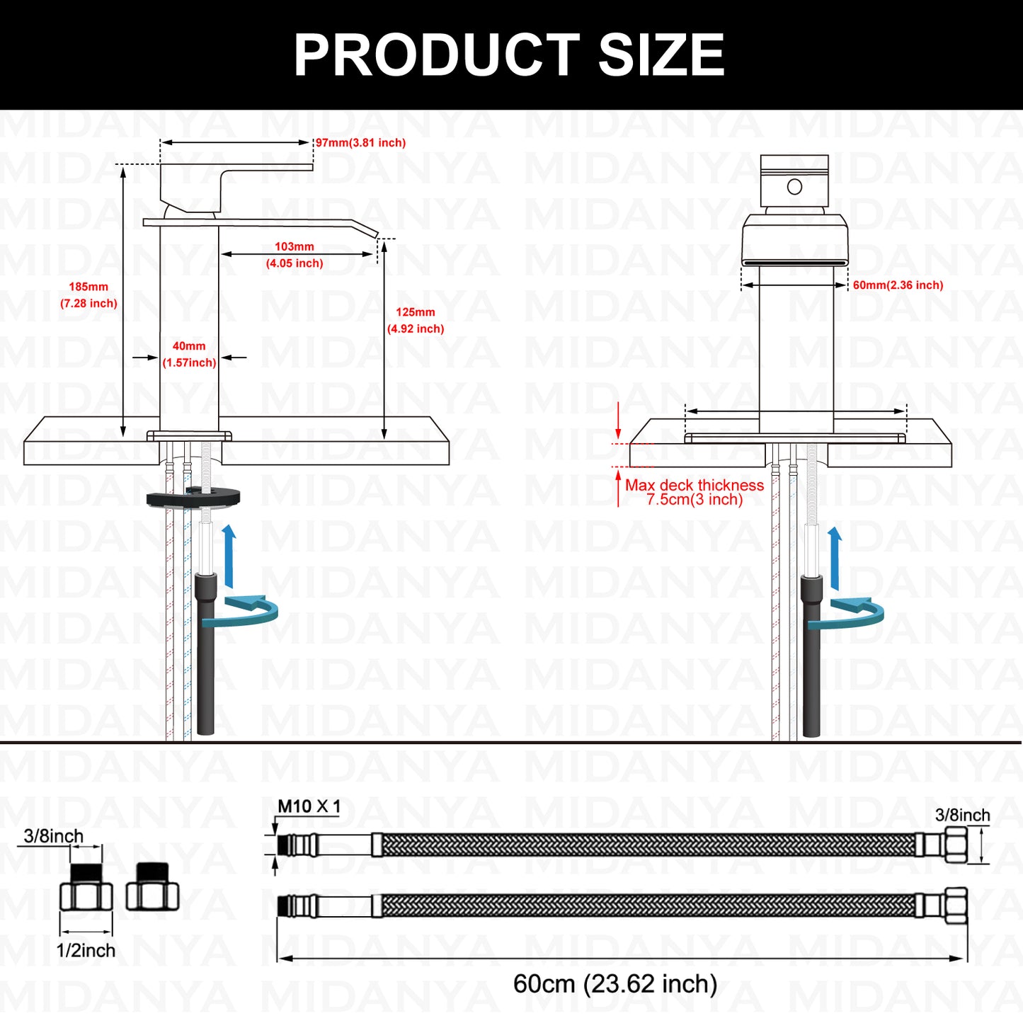 
                  
                    Midanya Waterfall Bathroom Sink Faucet Single Hole 1 Handle Deck Mount 1or 3 Hole Commercial Mixer Tap Lavatory Vanity Faucet with Deck Plate and Pop Up Drain
                  
                