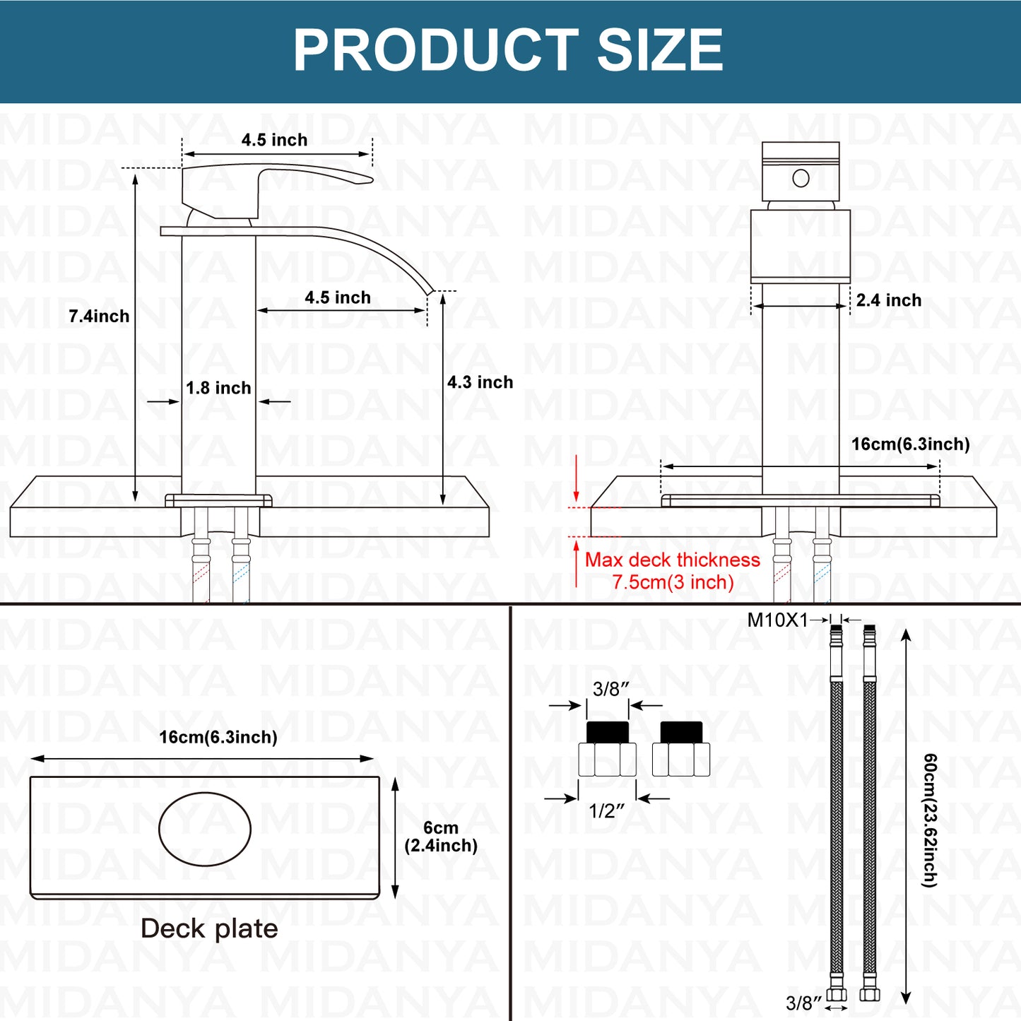 
                  
                    Midanya Bathroom Sink Faucet Waterfall Spout Single Handle 1 Hole Deck Mount Mixer Tap Lavatory Vanity Sink Faucet Commercial with Deck Plate and Pop Up Drain
                  
                