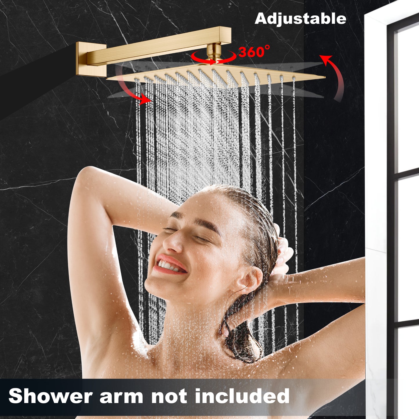 
                  
                    Midanya 10 inch Rainfall Shower Head Square Stainless Steel Rain Showerhead High Pressure Waterfall Crackproof Coverage with Silicone Nozzle 1/16" Ultra Thin Design Swivel Connector
                  
                