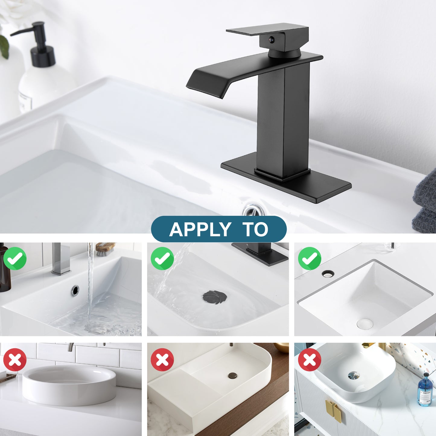 
                  
                    Midanya Waterfall Bathroom Sink Faucet Single Hole 1 Handle Deck Mount 1or 3 Hole Commercial Mixer Tap Lavatory Vanity Faucet with Deck Plate and Pop Up Drain
                  
                