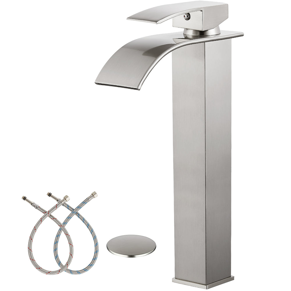 
                  
                    Midanya Waterfall Bathroom Bowl Vessl Sink Tall Faucet Single Handle Single Hole Deck Mount with Large Rectangular Spout Sink Faucet Lavatory Vanities
                  
                