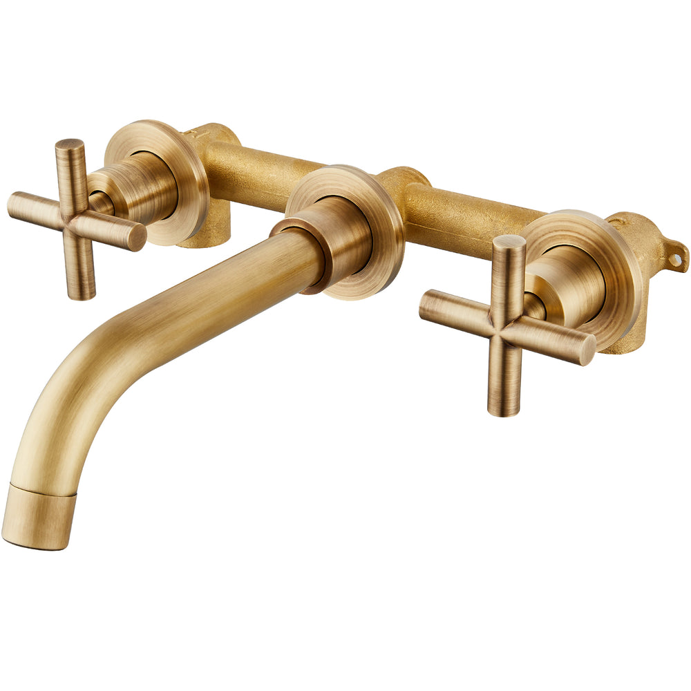 
                  
                    Midanya Bathroom Sink Faucet Wall Mounted Dual Cross Handles 3 Holes Widespread Vanity Sink Mixer Tap Lavatory Brass Basin Mixing Faucets with Rough in Valve Included Swivel Spout
                  
                