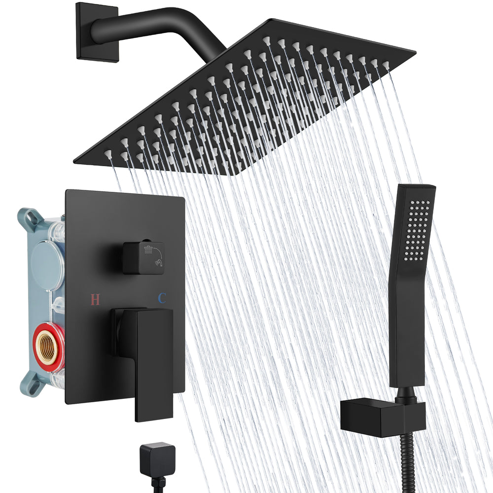 
                  
                    Midanya  Rain Shower System Wall Mount Shower Faucet Set 8 Inch Square High Pressure Showerhead with Hand Sprayer Rough-In Valve Body and Trim Included Mixer Shower Combo Set Bathroom
                  
                