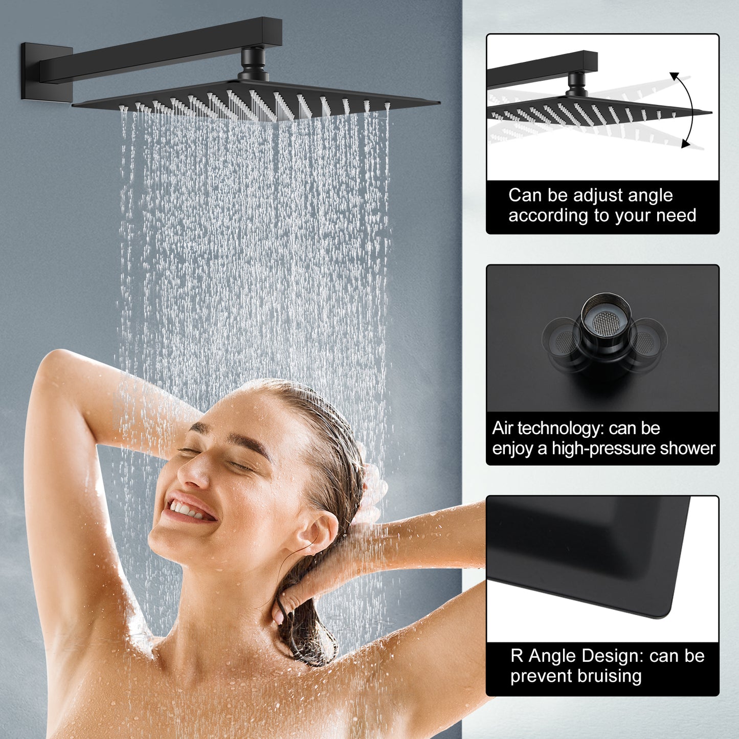 
                  
                    Midanya Bathroom Shower System 12 Inch Rainfall Shower Head with Handheld Spary Wall Mount Tub Spout Combo Set Rough-in Valve 3 Function Mixer Shower Faucet Luxury
                  
                