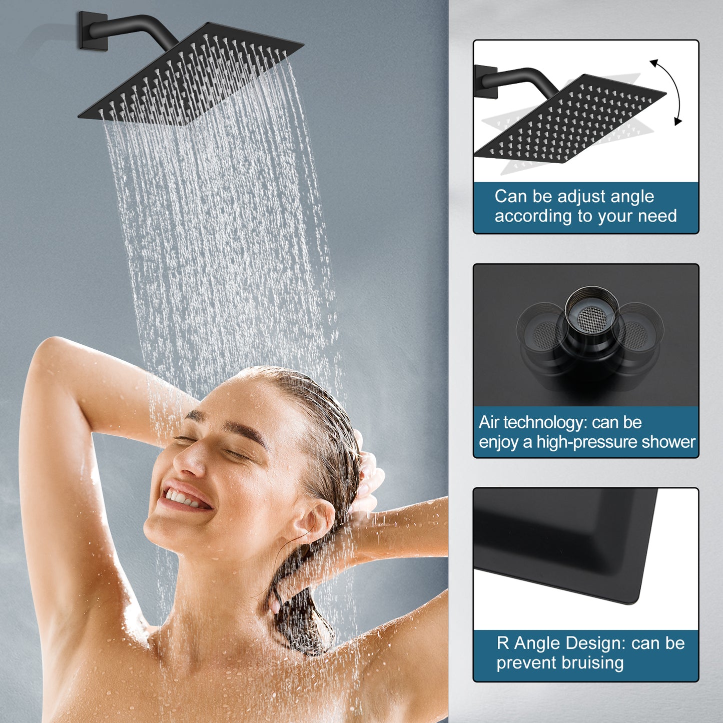 
                  
                    Midanya  Rain Shower System Wall Mount Shower Faucet Set 8 Inch Square High Pressure Showerhead with Hand Sprayer Rough-In Valve Body and Trim Included Mixer Shower Combo Set Bathroom
                  
                