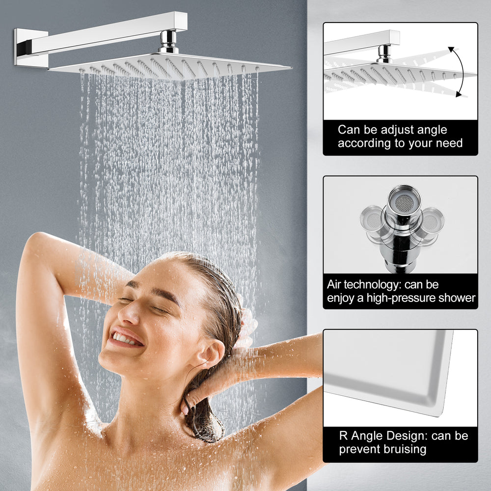 
                  
                    Midanya Rain Shower System Tub Shower Faucet Set 12 Inch Square Rainfall Shower Head with Handheld Sprayer and Waterfall Tub Spout Rough-in Valve Shower Mixer Combo
                  
                