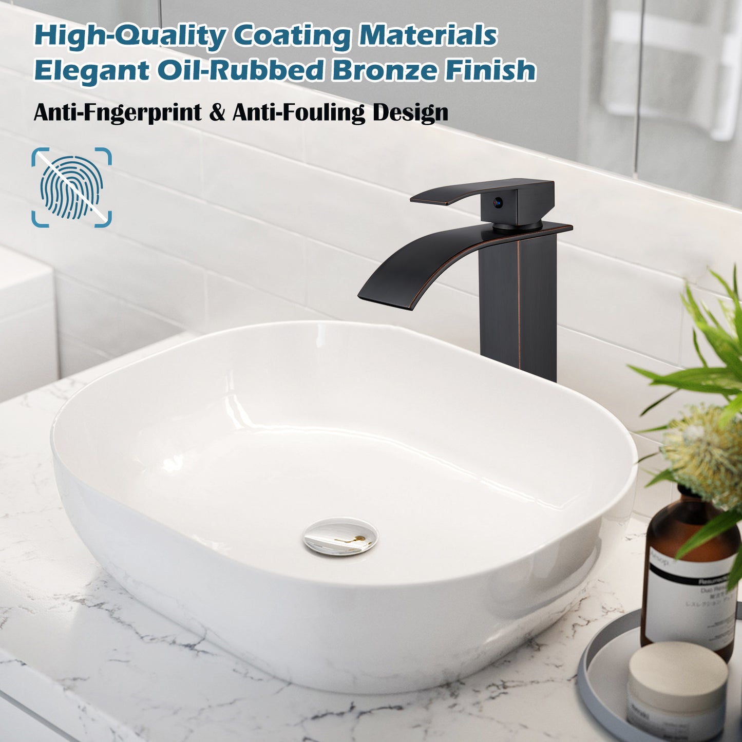 
                  
                    Midanya Waterfall Bathroom Bowl Vessl Sink Tall Faucet Single Handle Single Hole Deck Mount with Large Rectangular Spout Sink Faucet Lavatory Vanities
                  
                