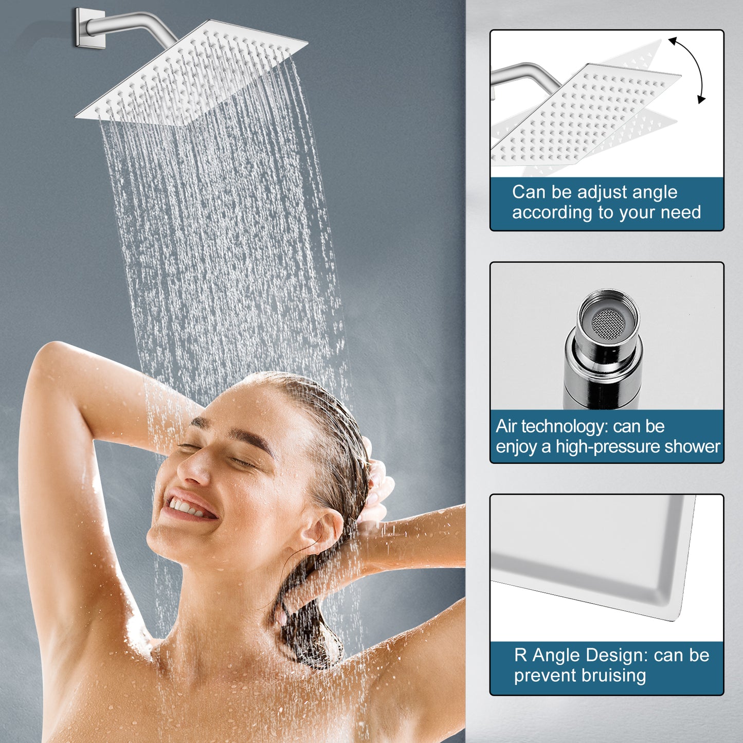 
                  
                    Midanya  Rain Shower System Wall Mount Shower Faucet Set 8 Inch Square High Pressure Showerhead with Hand Sprayer Rough-In Valve Body and Trim Included Mixer Shower Combo Set Bathroom
                  
                