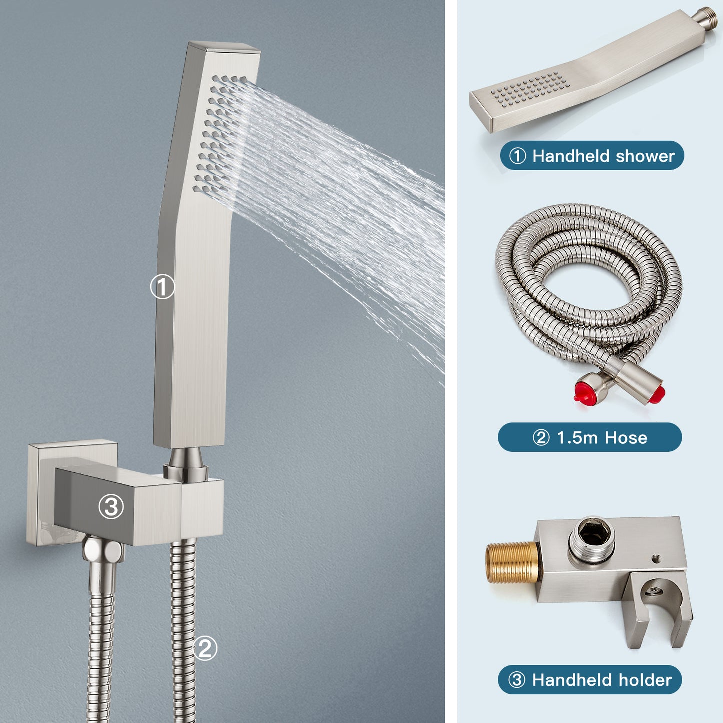 Shower Faucet Set Polish Chrome Bathroom Rain Shower System SUS304