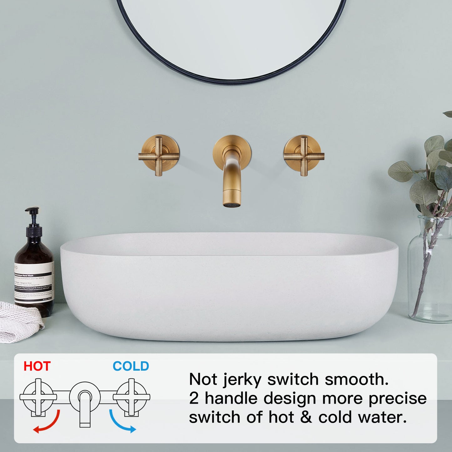 
                  
                    Midanya Bathroom Sink Faucet Wall Mounted Dual Cross Handles 3 Holes Widespread Vanity Sink Mixer Tap Lavatory Brass Basin Mixing Faucets with Rough in Valve Included Swivel Spout
                  
                