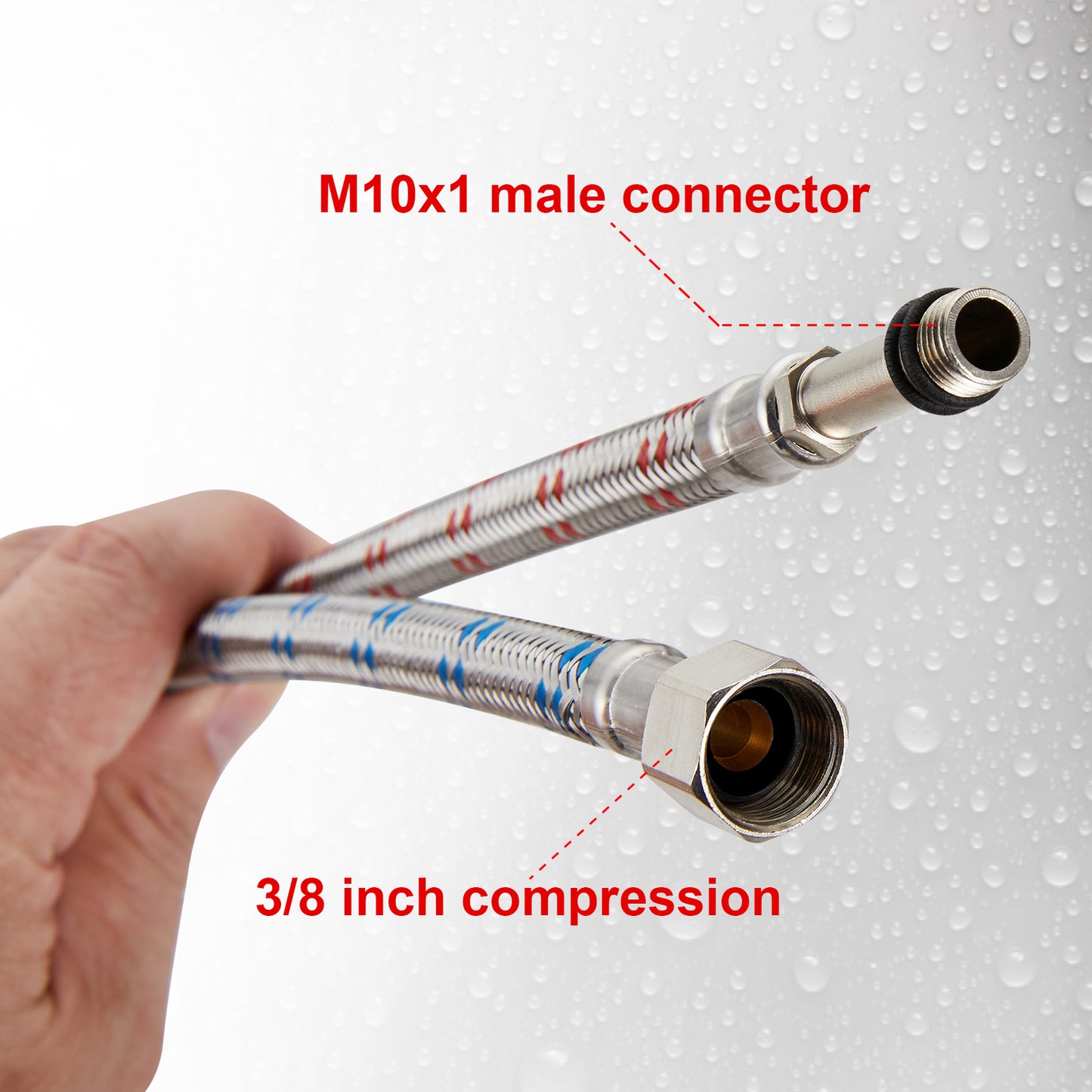 
                  
                    Midanya 32-Inch Long Faucet Connector, Braided Stainless Steel Supply Hose 3/8-Inch Female Compression Thread x M10 Male Connector, x 2 Pcs (1 Pair)
                  
                