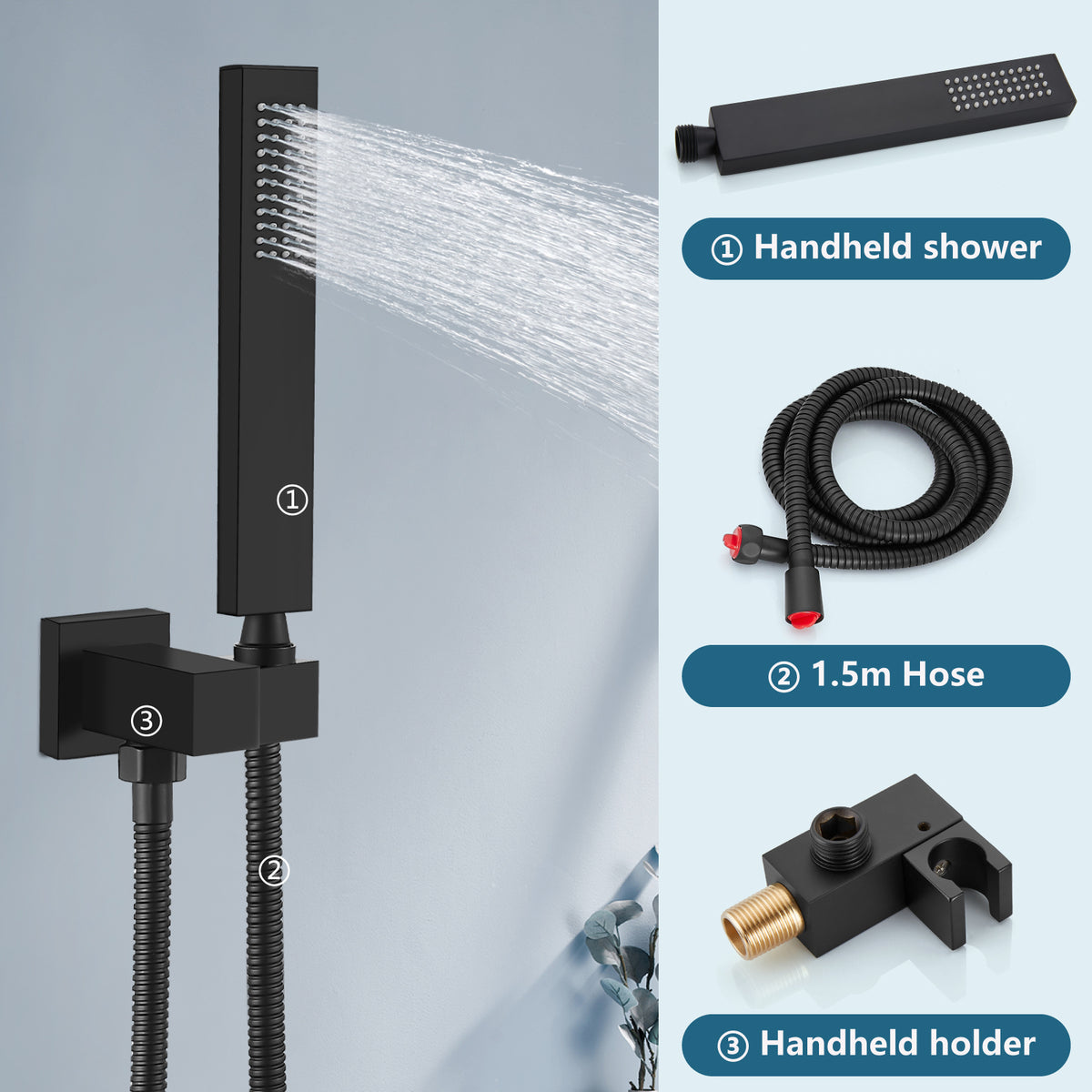 Midanya Rain Shower System 10 Inch Square Rainfall Shower Head Wall Mo ...