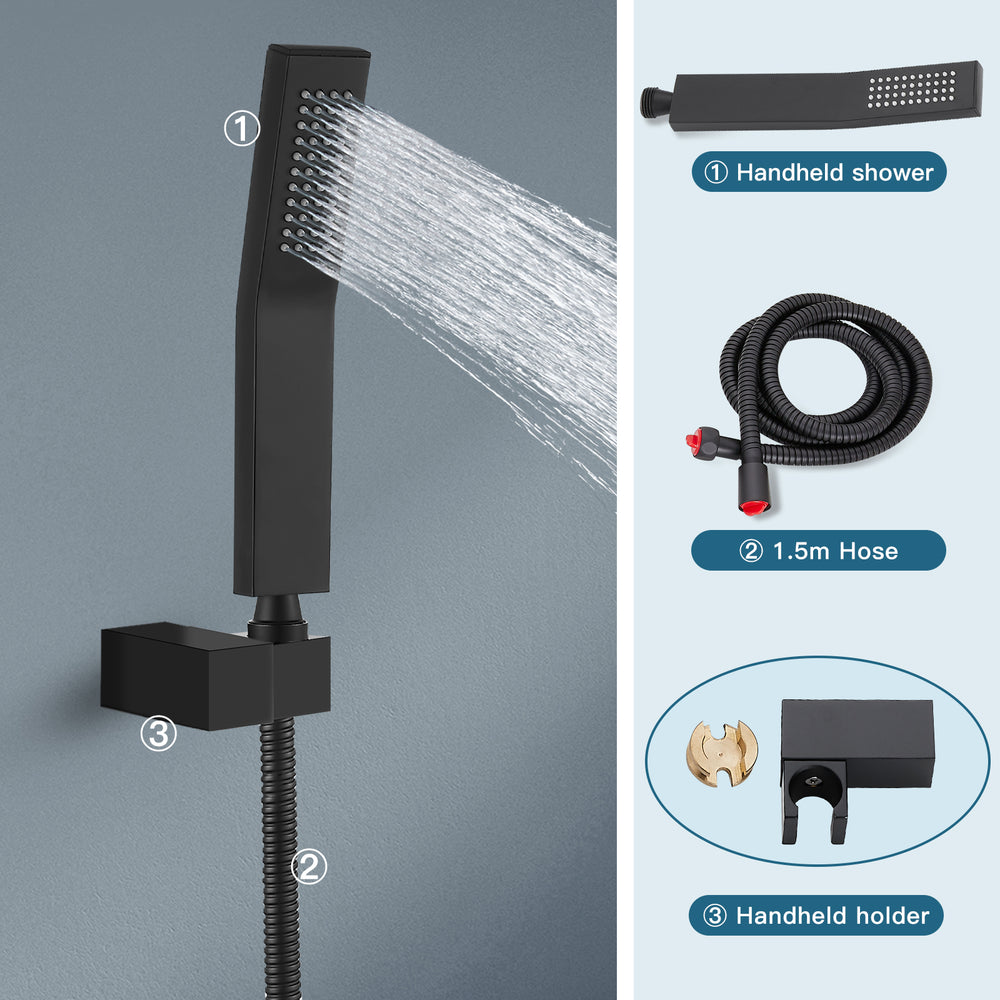 
                  
                    Midanya  Rain Shower System Wall Mount Shower Faucet Set 8 Inch Square High Pressure Showerhead with Hand Sprayer Rough-In Valve Body and Trim Included Mixer Shower Combo Set Bathroom
                  
                