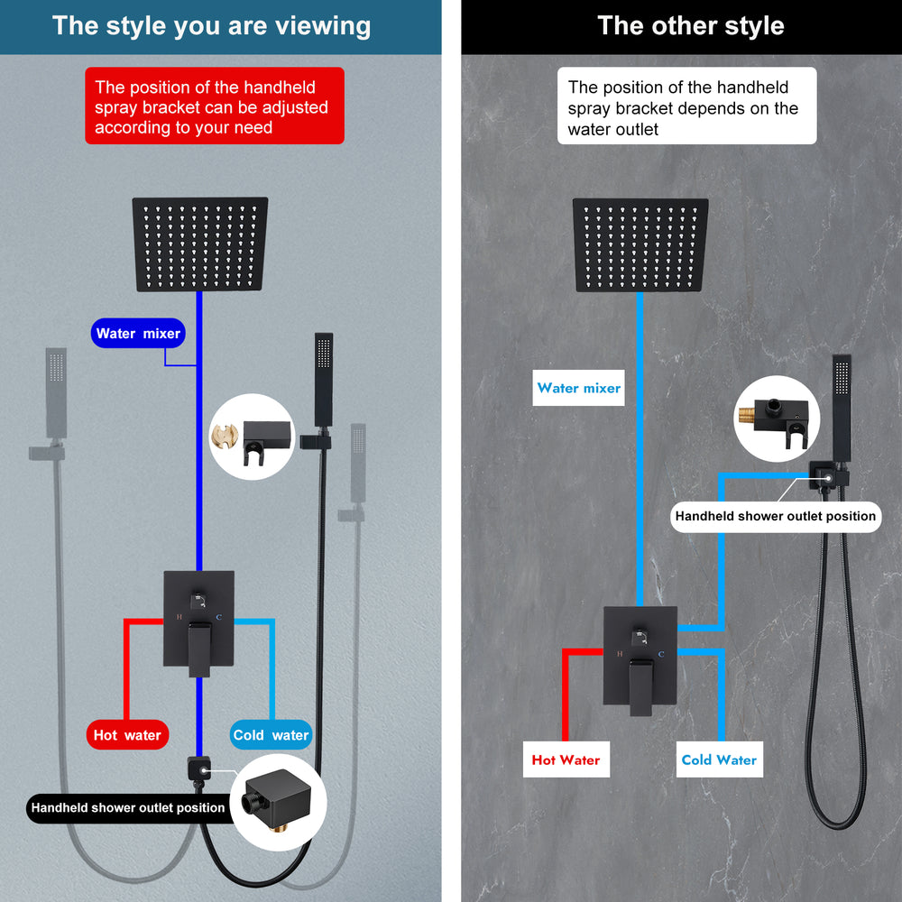 
                  
                    Midanya  Rain Shower System Wall Mount Shower Faucet Set 8 Inch Square High Pressure Showerhead with Hand Sprayer Rough-In Valve Body and Trim Included Mixer Shower Combo Set Bathroom
                  
                