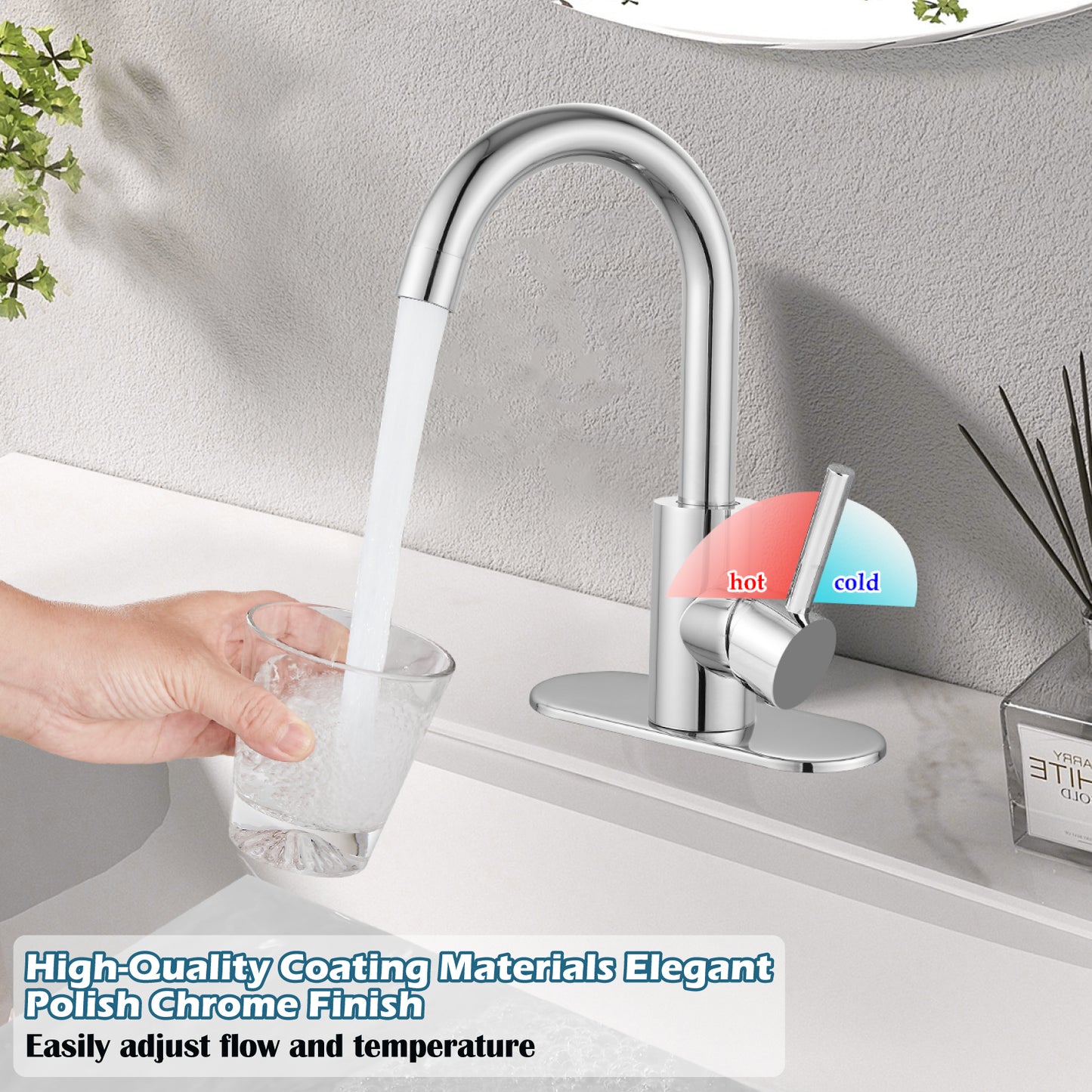 
                  
                    Midanya Single Handle Bathroom Sink Faucet, Wet Bar Pre-Kitchen Farmhouse RV Small Vanity Faucet with 360°Rotation Spout with Deck Plate, Supply Hoses and Drain Stopper
                  
                