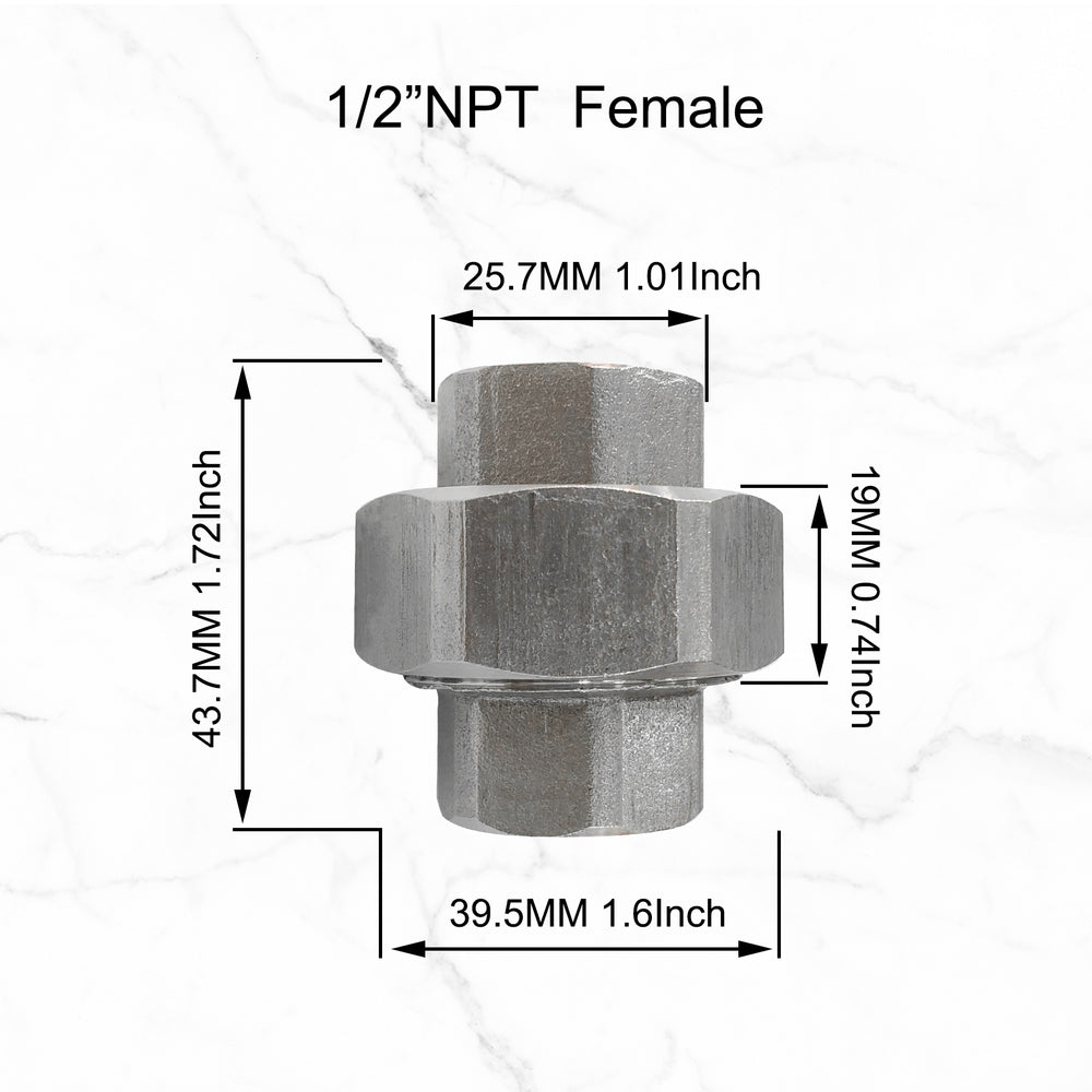 
                  
                    Stainless Steel Pipe Fitting Coupling 1/2" x 1/2" Female Pipe Fittings Union 1/2 Inch NPT Female x NPT1/2 Female Fitting Threads Adapter Brass 1 Piece
                  
                