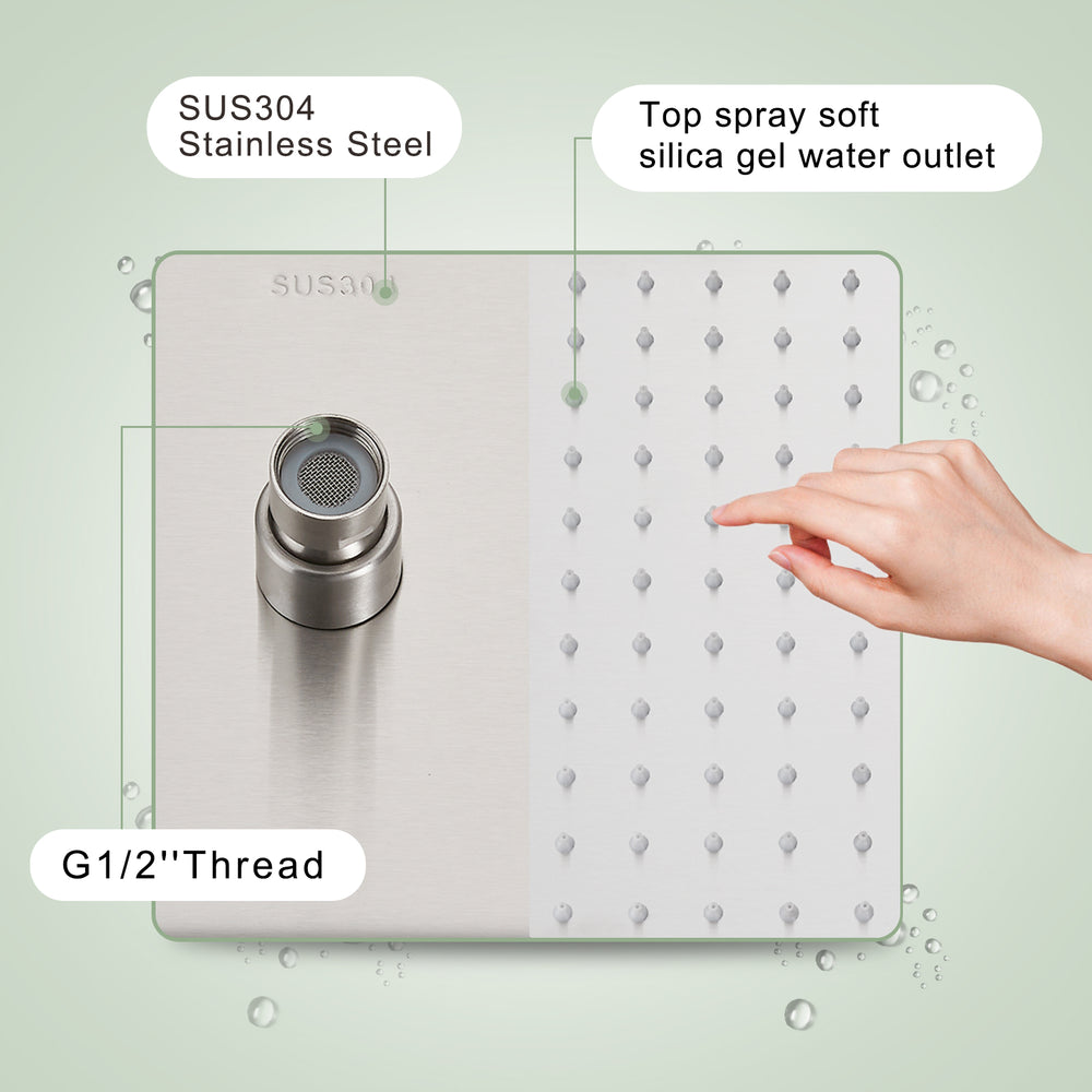 
                  
                    Midanya 10 inch Rainfall Shower Head Square Stainless Steel Rain Showerhead High Pressure Waterfall Crackproof Coverage with Silicone Nozzle 1/16" Ultra Thin Design Swivel Connector
                  
                