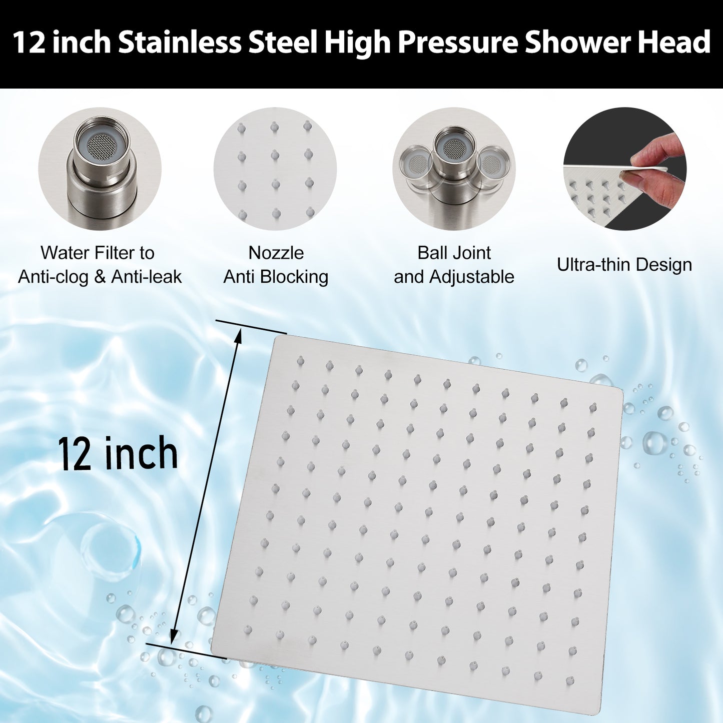 
                  
                    Midanya Rain Shower System Tub Shower Faucet Set 12 Inch Square Rainfall Shower Head with Handheld Sprayer and Waterfall Tub Spout Rough-in Valve Shower Mixer Combo
                  
                