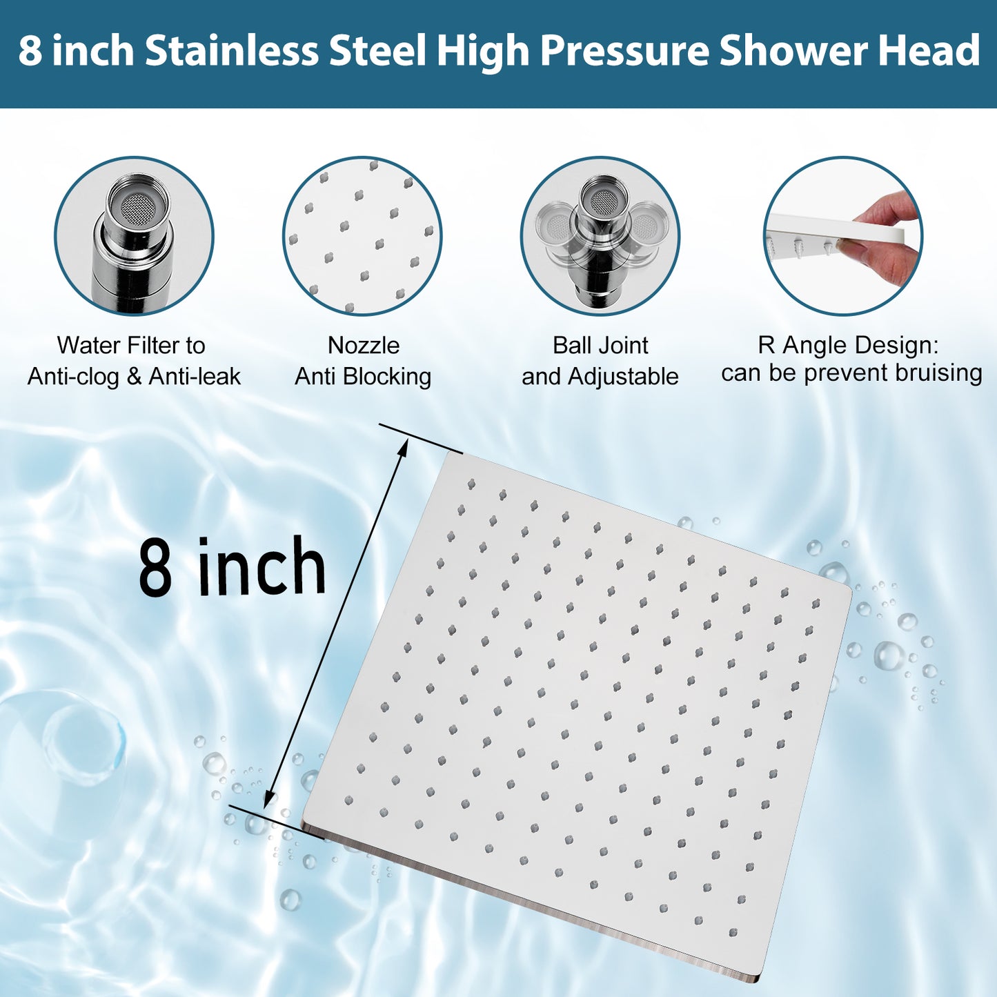 
                  
                    Tub and Shower Faucet Set Bathroom Rain Shower System with Tub Faucet Spout Wall Mounted 8 inch High Pressure Rain Shower Head Shower Trim Kit with Rough-in Mixer Valve
                  
                