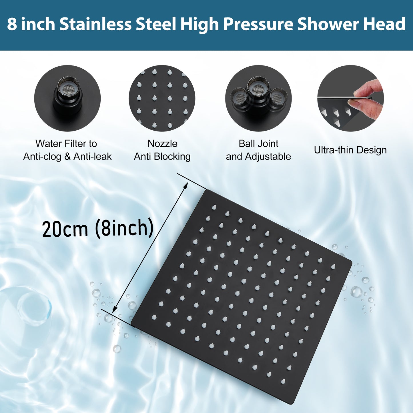 
                  
                    Midanya  Rain Shower System Wall Mount Shower Faucet Set 8 Inch Square High Pressure Showerhead with Hand Sprayer Rough-In Valve Body and Trim Included Mixer Shower Combo Set Bathroom
                  
                