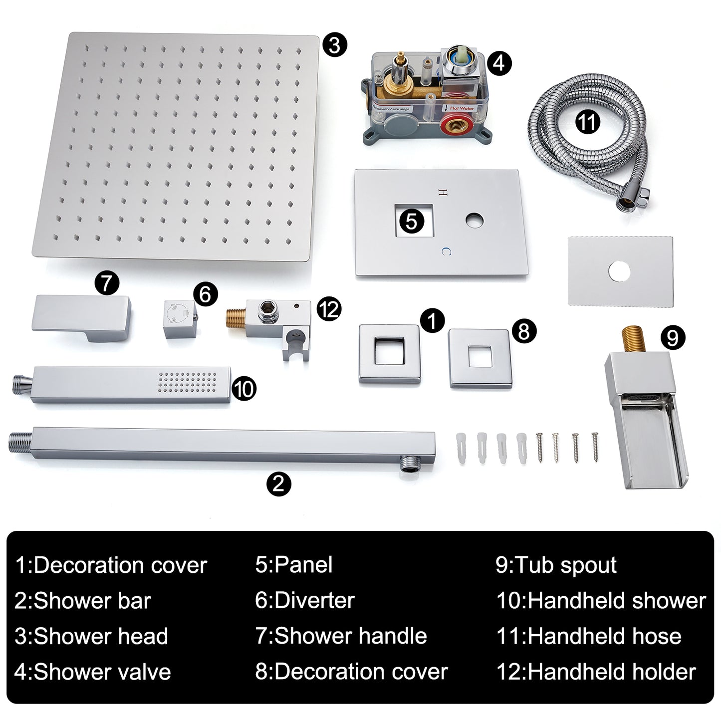 
                  
                    Midanya Bathroom Shower System 12 Inch Rainfall Shower Head with Handheld Spary Wall Mount Tub Spout Combo Set Rough-in Valve 3 Function Mixer Shower Faucet Luxury
                  
                