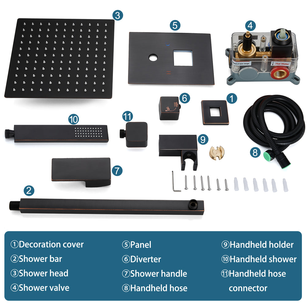 
                  
                    Midanya  Bathroom Rain Shower System Shower Faucet Set Wall Mount 10 Inch Square Rainfall Shower Head High Pressure Shower Fixture with Handheld Sprayer Rough-In Valve and Trim Included
                  
                